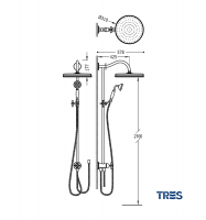 MEDIDAS CONJUNTO DUCHA ANTICALCAREA MONOCLASIC TRES GRIFERIA